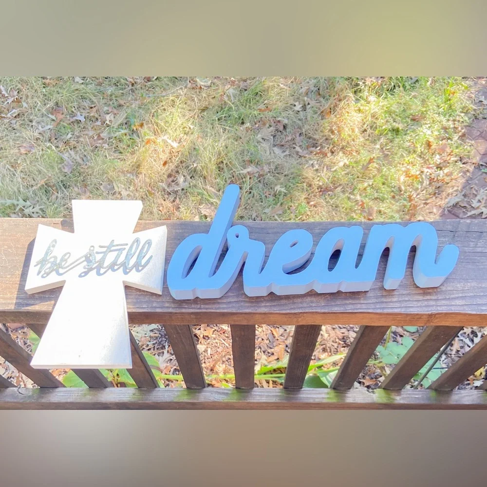 Wooden Cross and Dream Sign Home Farmhouse Decor Inspirational Religious EUC